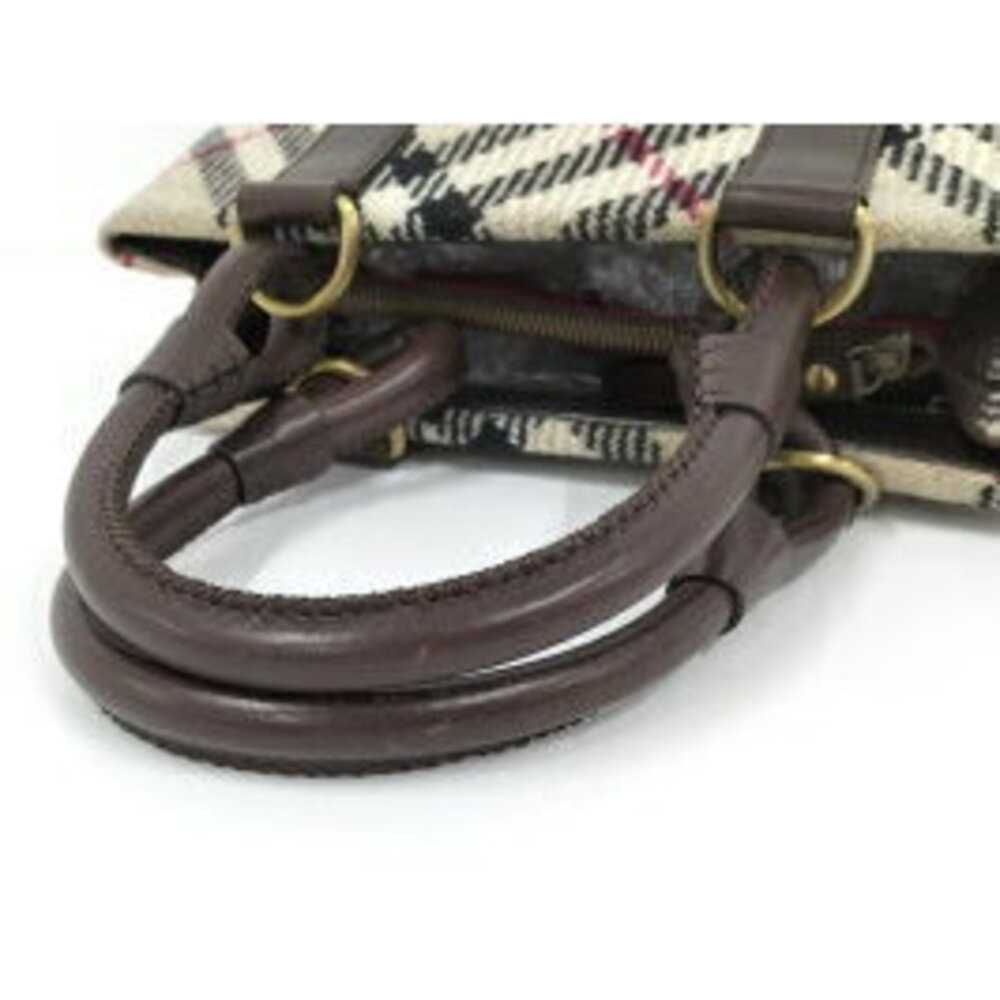 BURBERRY handbag Nova check wool leather beige dark brown - Picture 4 of 9